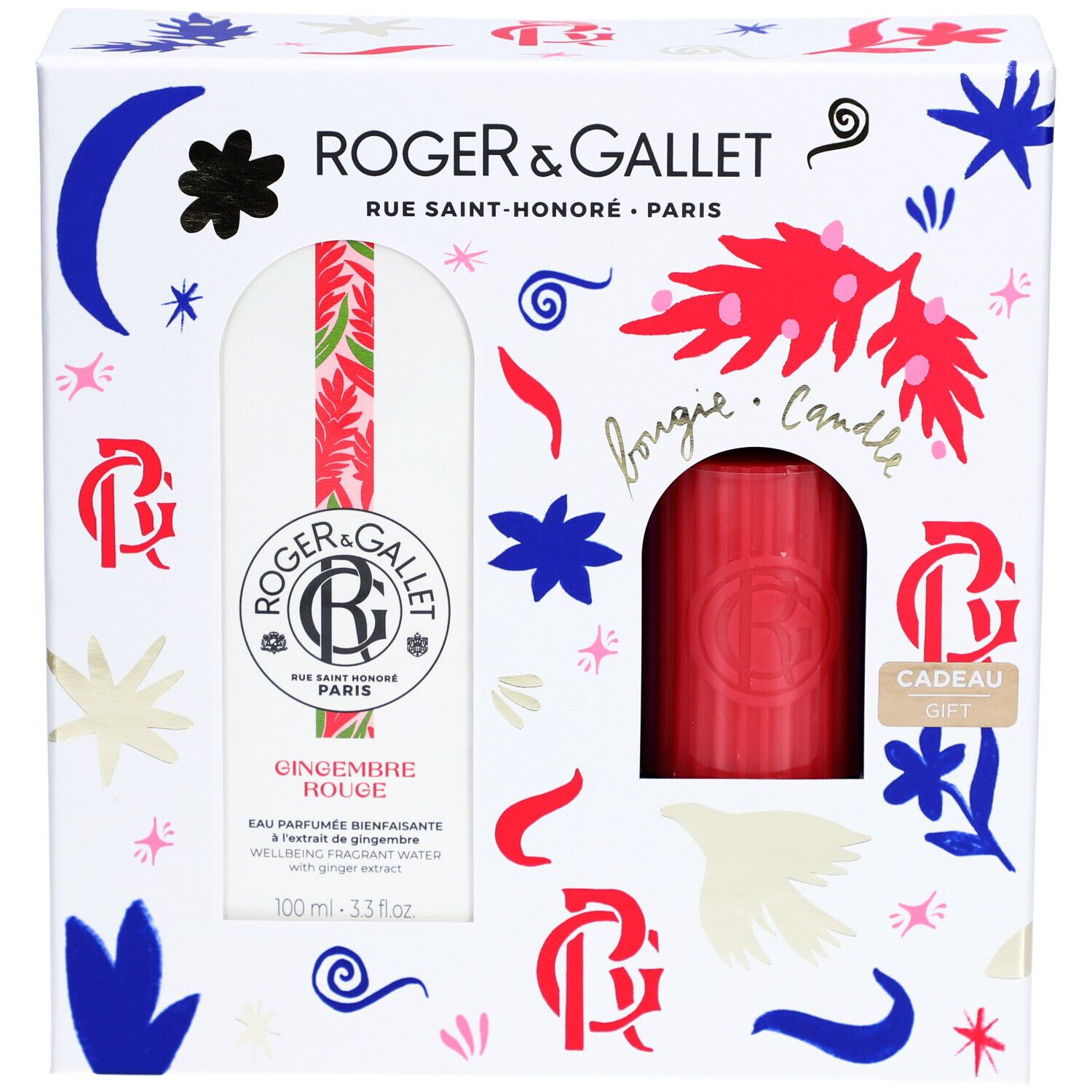 Roger & Gallet Set Noël Gingembre Rouge Eau Parfumée + Bougie