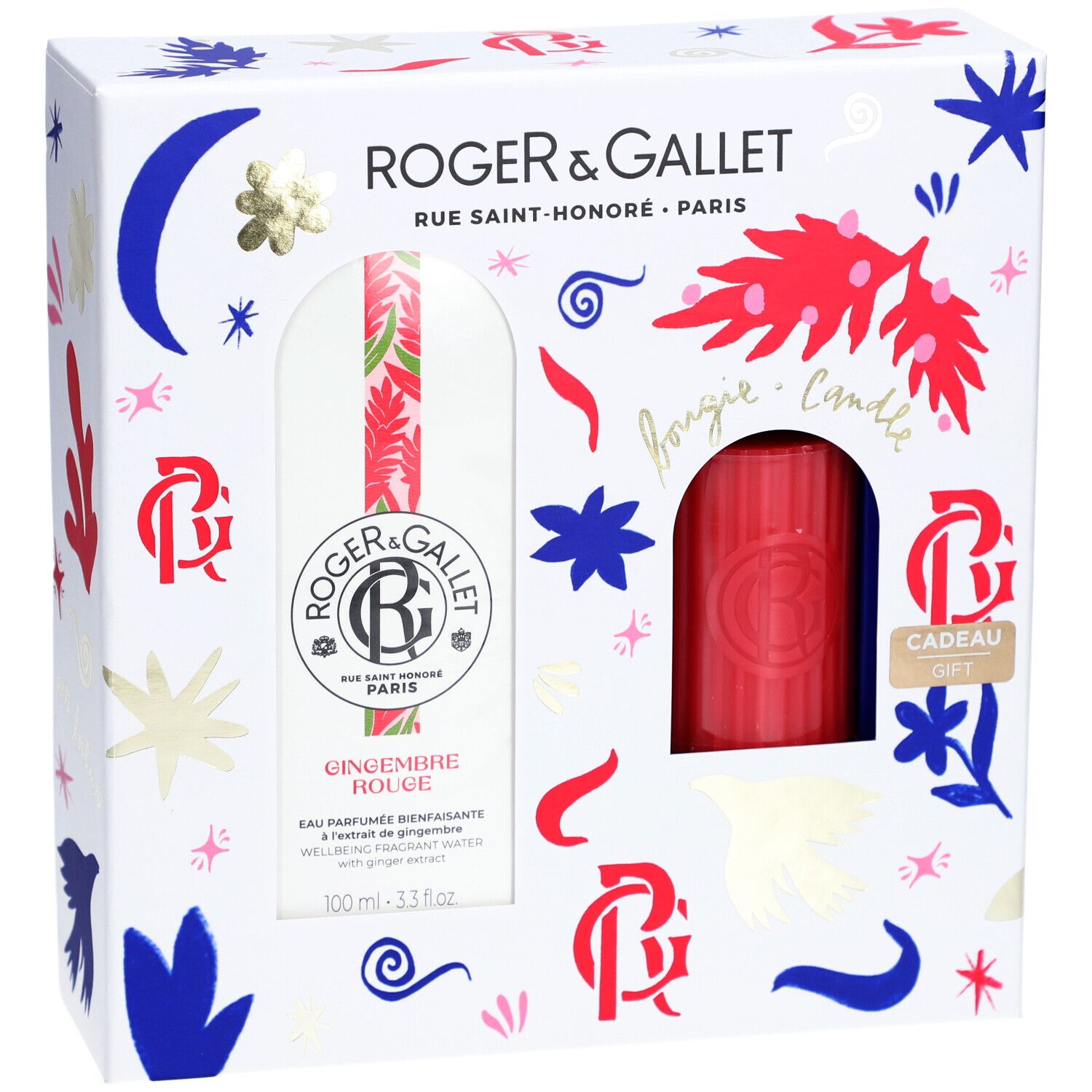 Roger & Gallet Set Noël Gingembre Rouge Eau Parfumée + Bougie
