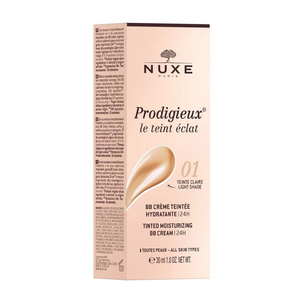 Nuxe Prodigieux BB Crème, 01 Teinte Claire. Arrière du tube.