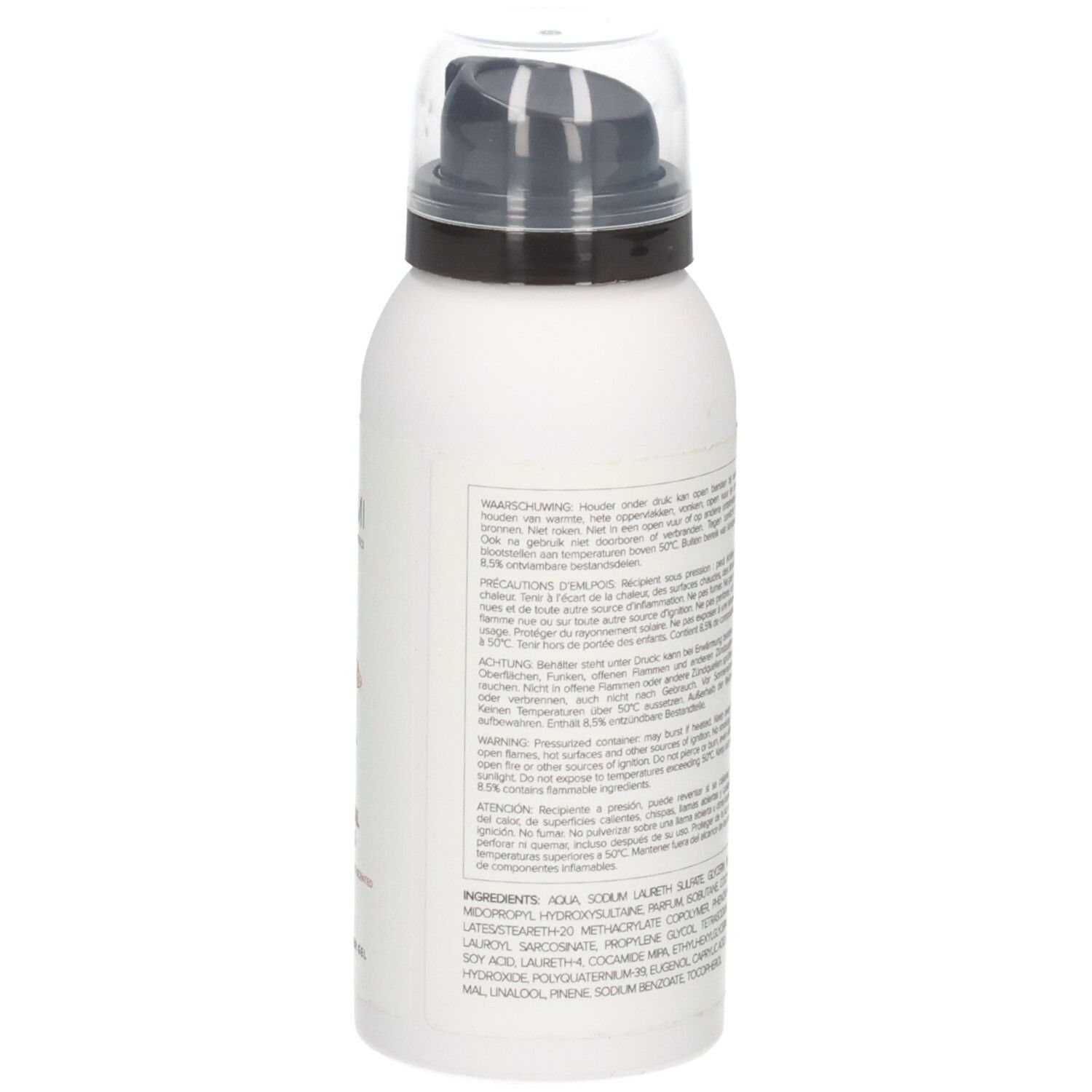 Vue latérale du flacon de gel douche Umami Oriental Herbs avec liste des ingrédients.