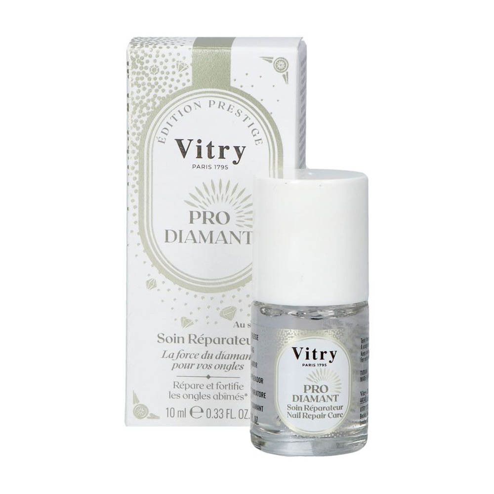 Produit et emballage. Flacon et boîte avec nom du produit et marque Vitry.