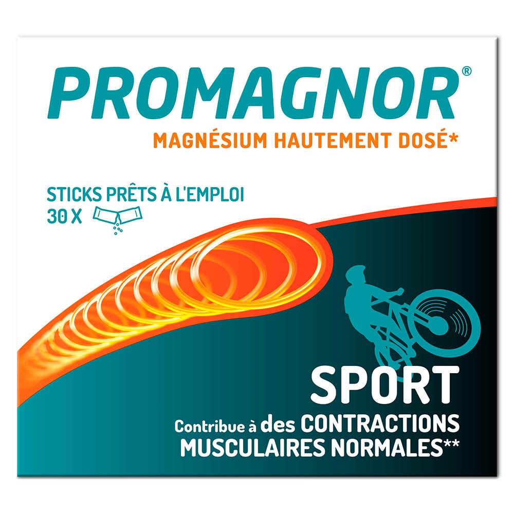Emballage de Promagnor Sport contenant 30 sticks.