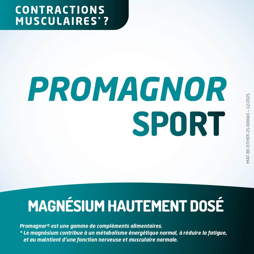 Texte : Promagnor Sport, Magnésium hautement dosé.