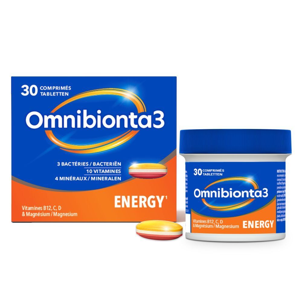 Omnibionta®3 Énergie | Comprimés multivitaminés avec vitamines B12, C et magnésium | 1 mois