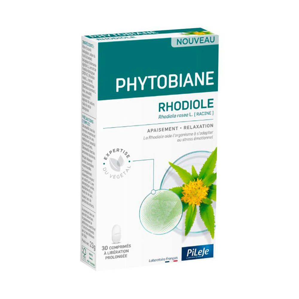 Boîte de PiLeJe Phytobiane Rhodiole, 30 comprimés. Inscription 'Nouveau'.