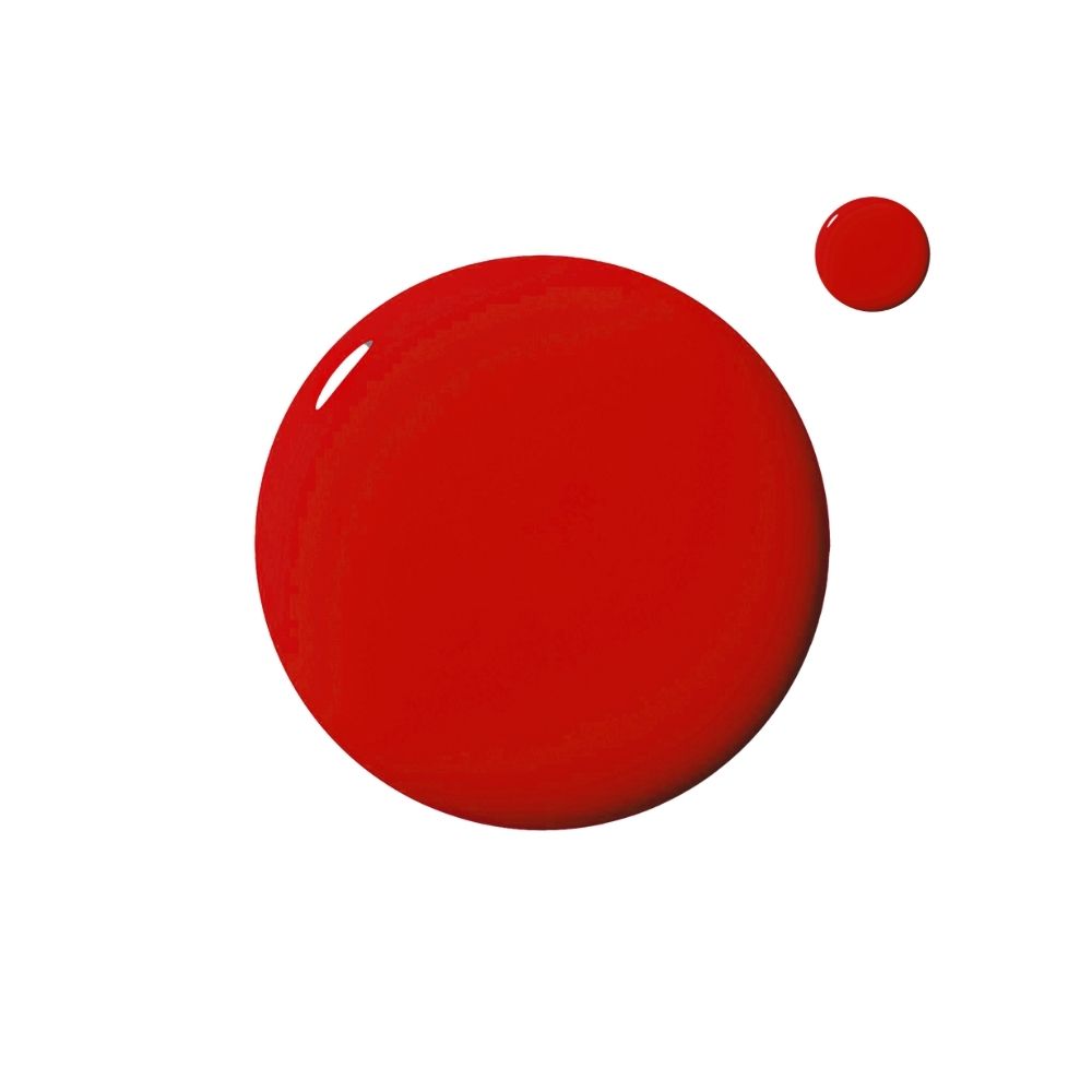 Vernis à ongles rouge. Deux gouttes de couleur rondes, une grande, une petite.