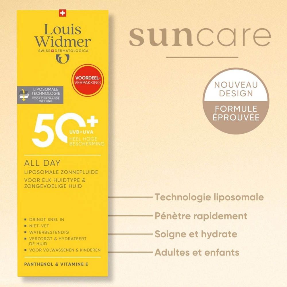 Louis Widmer® Fluide solaire liposomal All Day pour tous les types de peau