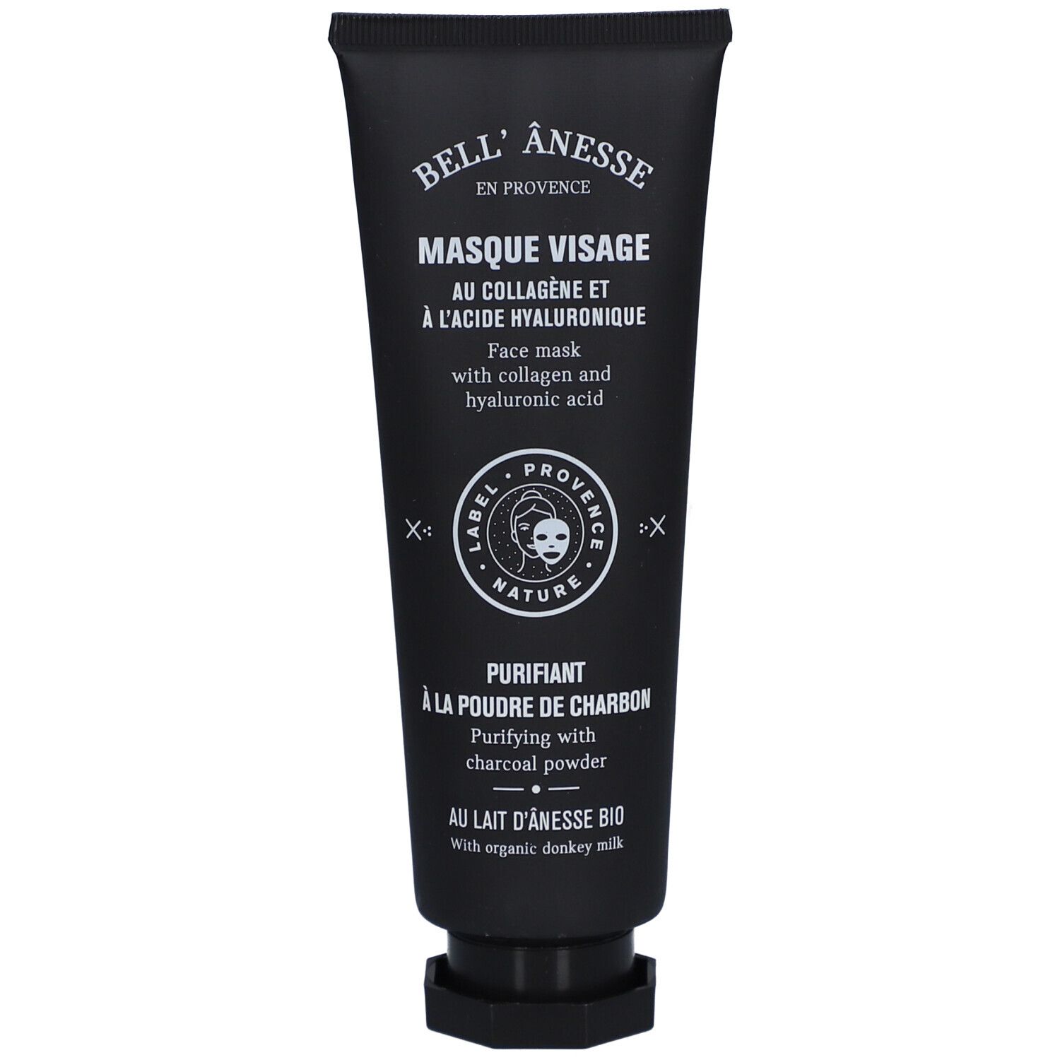 Tube noir avec nom et texte du produit. Labels 'Nature' et 'Provence'.