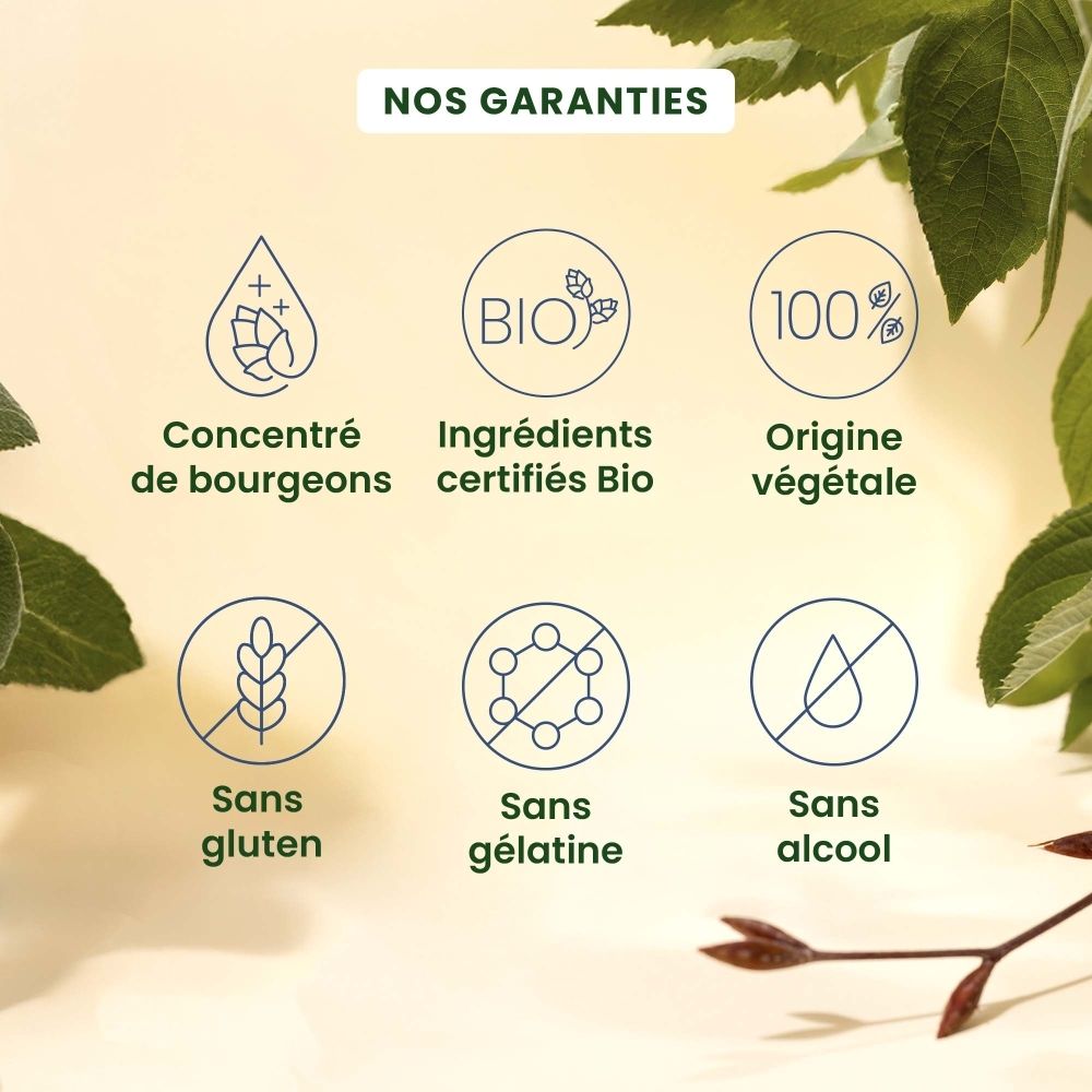 Flacon brun avec bouchon noir, une capsule à côté. Étiquette "SOMMEIL".