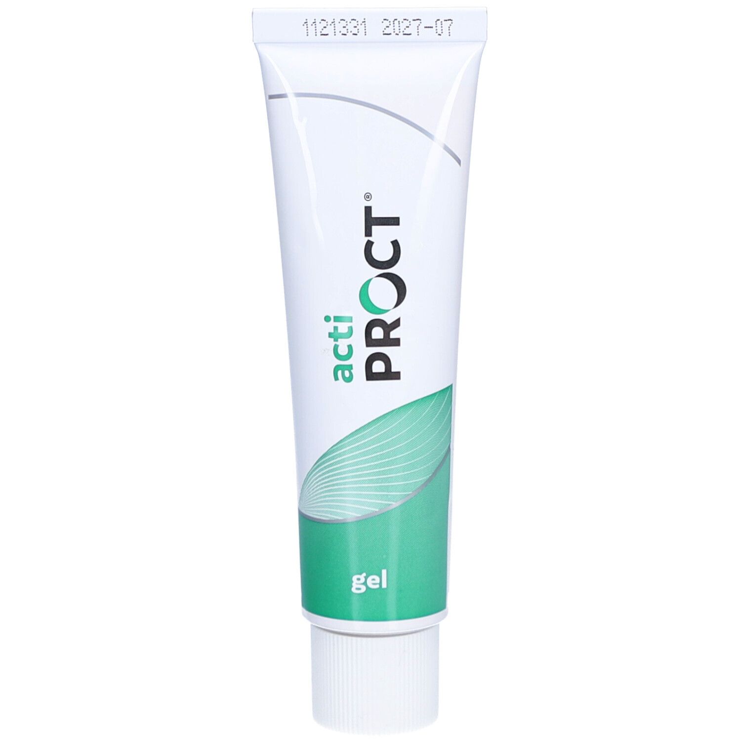 Tube de gel acti PROCT avec bouchon blanc.