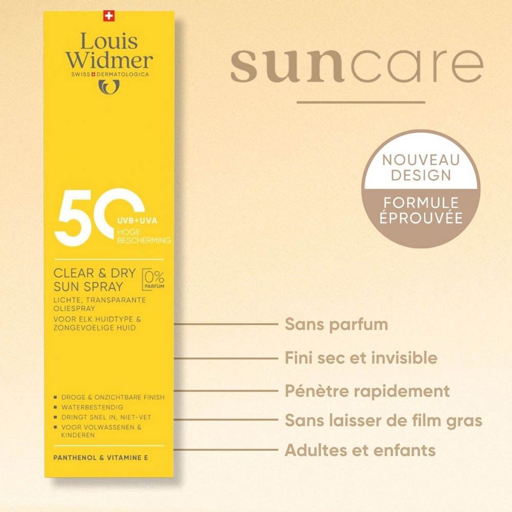 Louis Widmer Clear & Dry Sunspray SPF50 | Sans Parfum