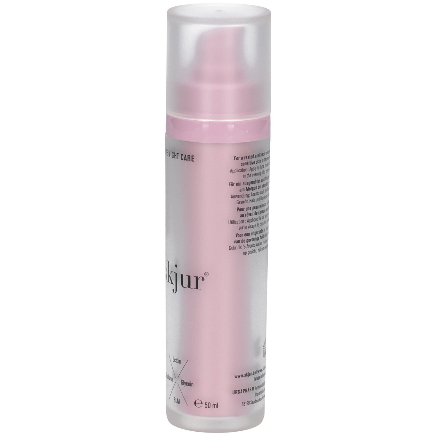 Flacon Skjur Soin de Nuit Intensif avec pompe, rose, 50ml.