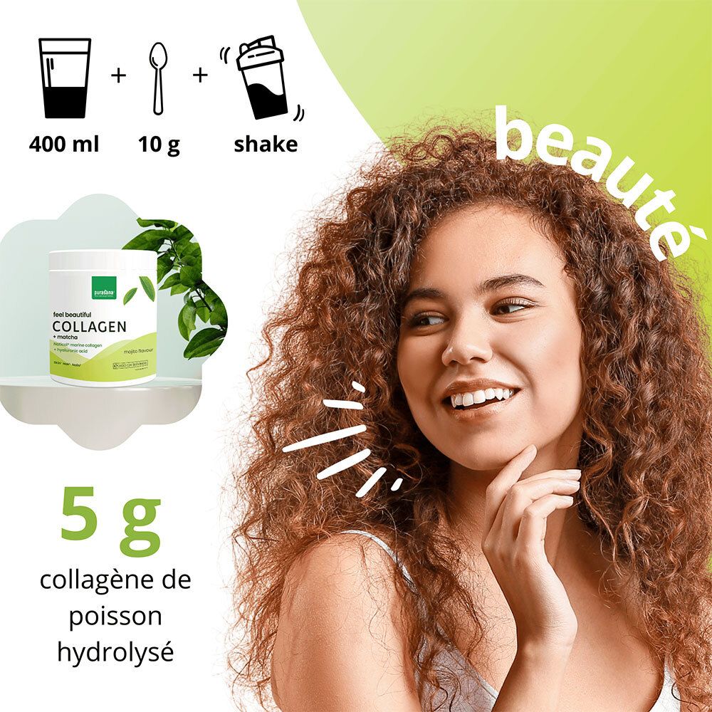 Purasana Feel Beautiful Collagen + Matcha Saveur Mojito