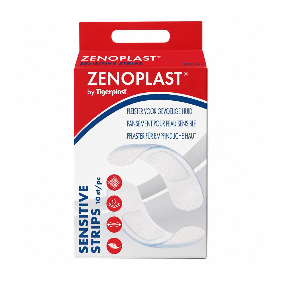 Emballage Zenoplast Sensitive Strips, 10 pièces, inscription française.