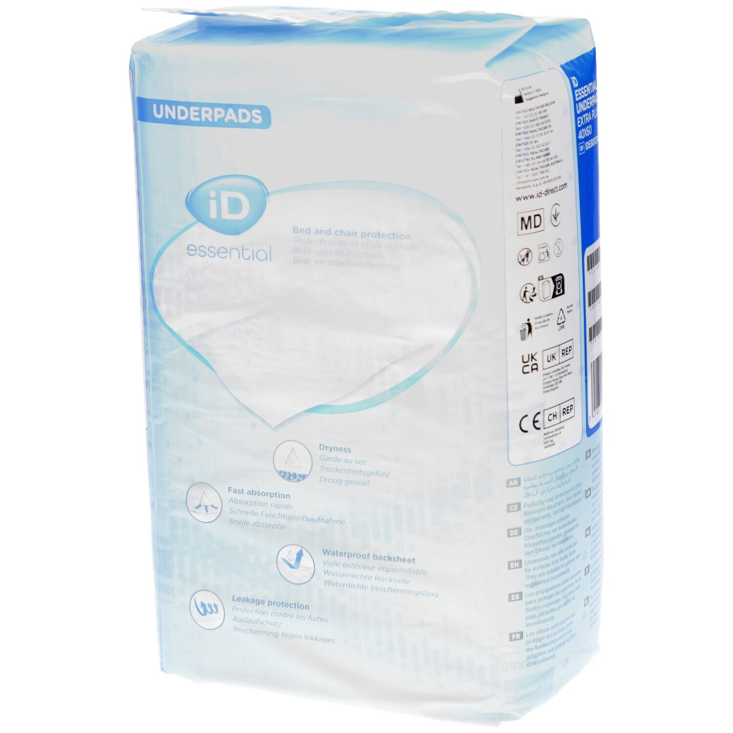 Emballage iD essential Extra Plus 40x60cm. Caractéristiques, logos et informations.