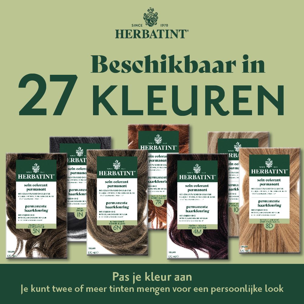Emballage Herbatint avec informations sur la durabilité. Emballage recyclé. 0% de gaspillage. 100% énergie verte.
