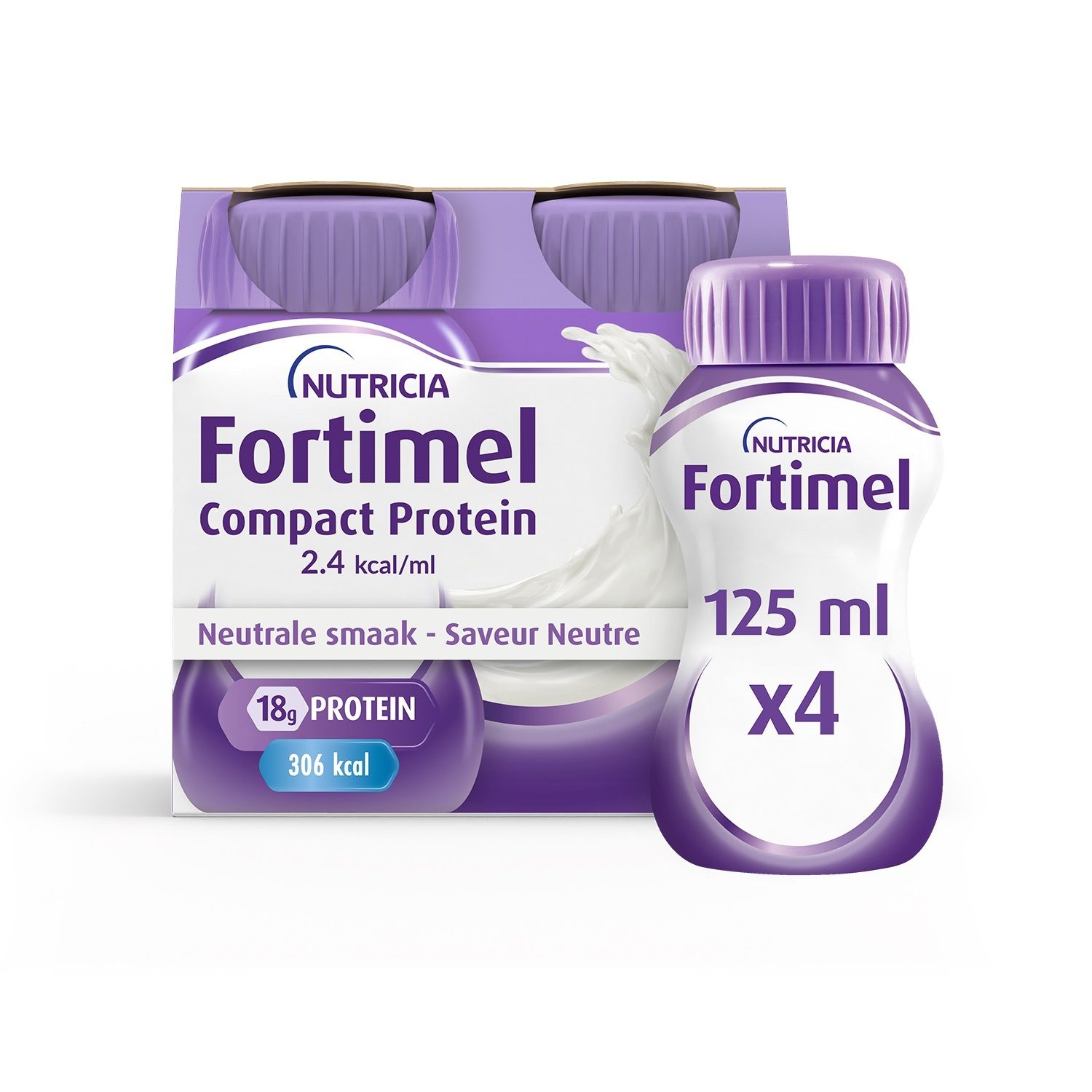 Bouteille unique de Fortimel Compact Protein. Saveur Neutre. 18g de protéines.