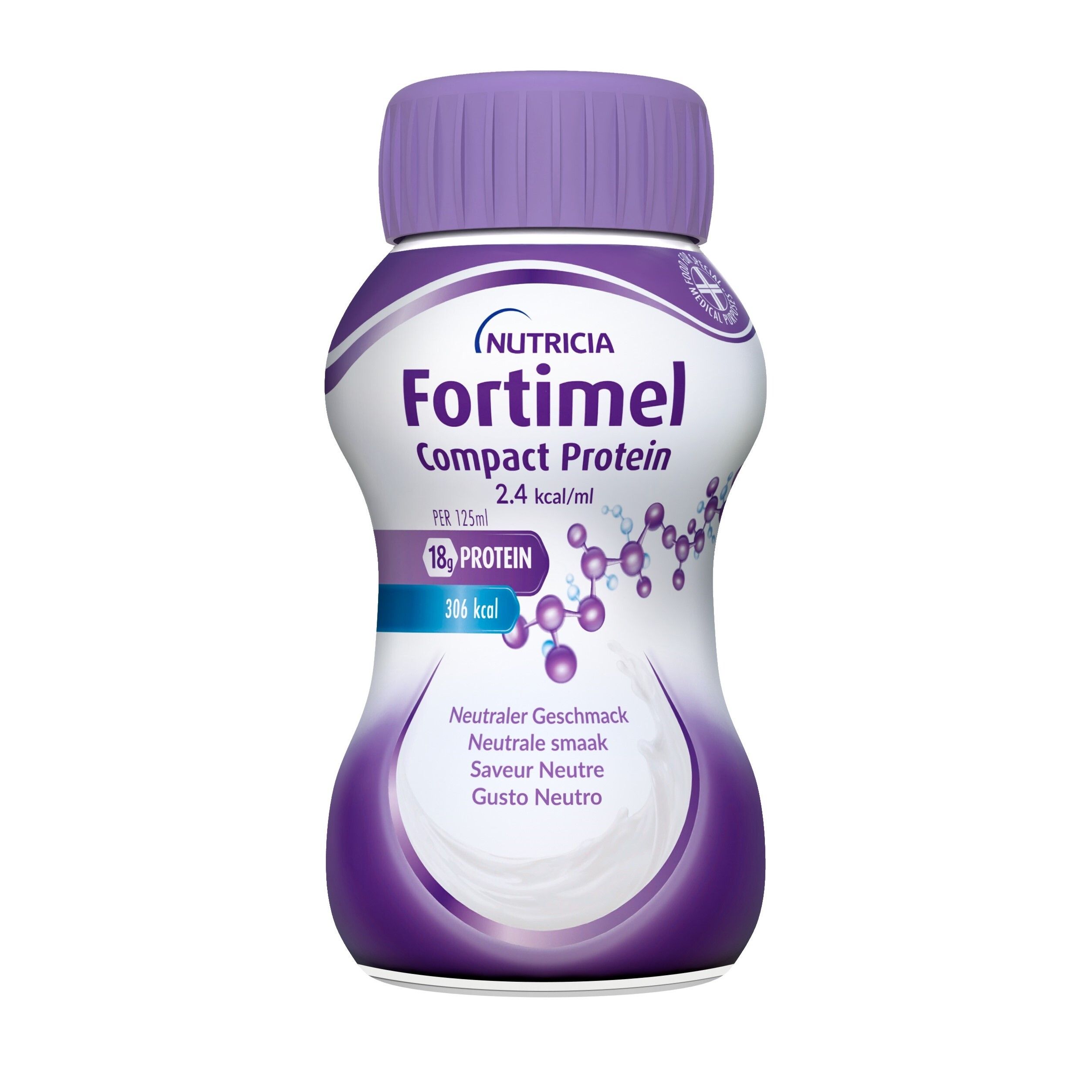 Bouteille unique de Fortimel Compact Protein. Saveur Neutre. 18g de protéines.