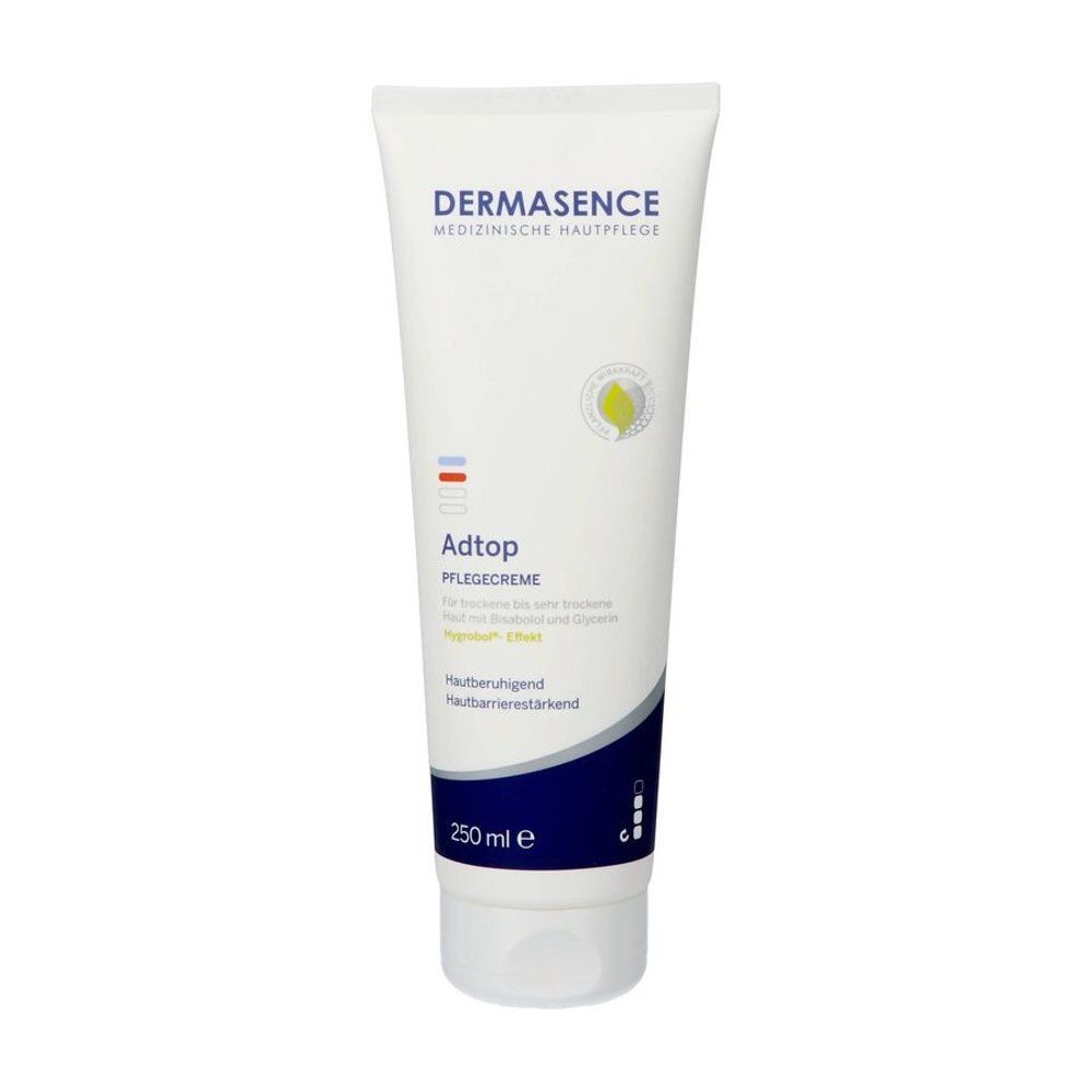 Tube de crème. Dermasence Adtop Pflegecreme. 250 ml. Pour peaux sèches à très sèches.