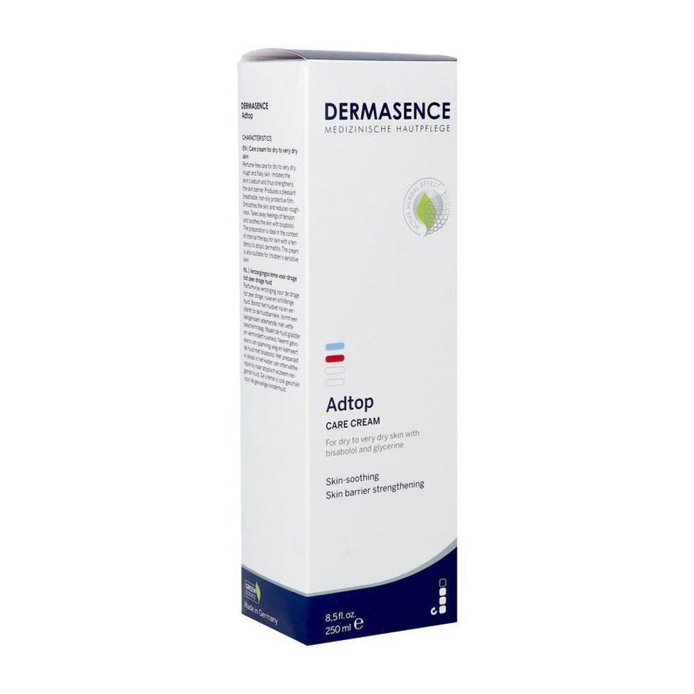 Emballage. Dermasence Adtop Care Cream. 250 ml. Pour peaux sèches à très sèches.