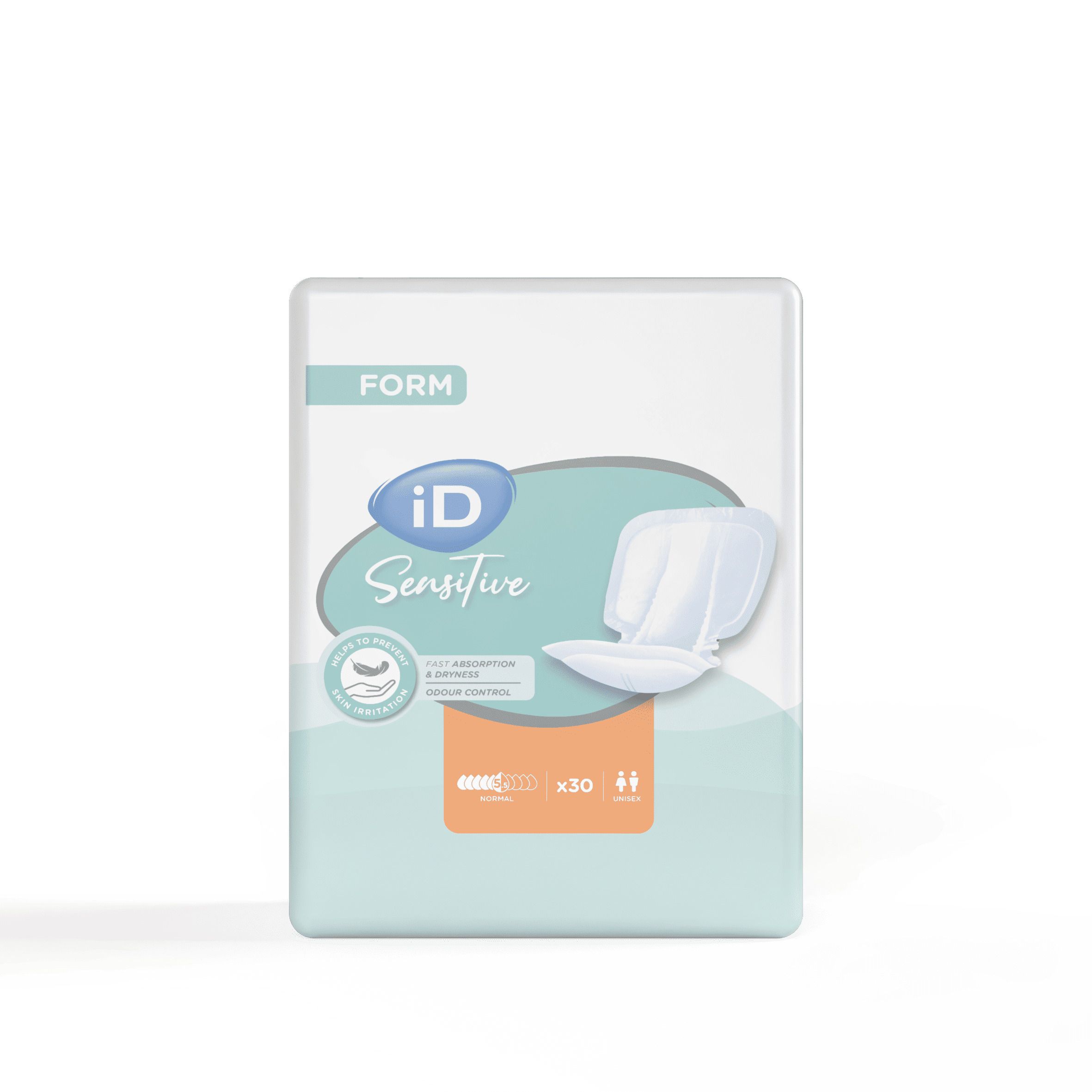 Protections iD Sensitive Form, 30 unités. Protections absorbantes pour incontinence pour femmes et hommes.