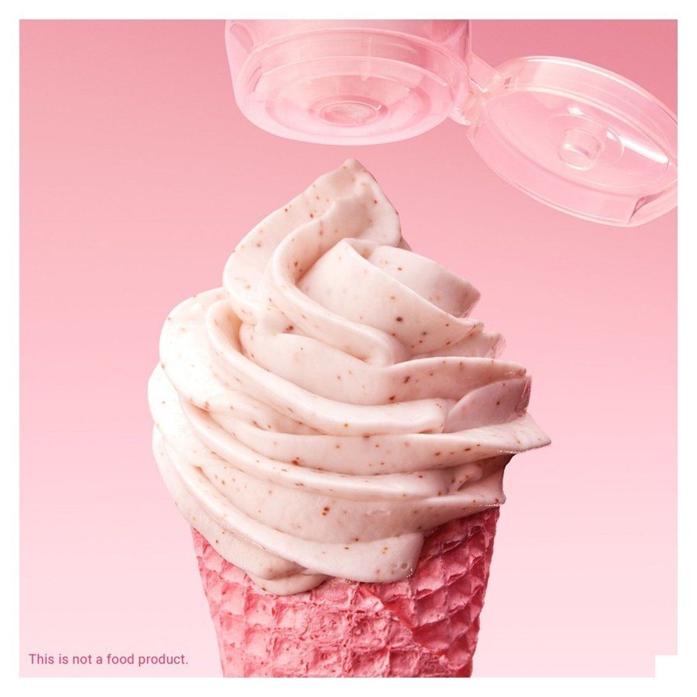Représentation abstraite d'une glace dans un cornet, inspirée par Nuxe Very Rose Peeling.