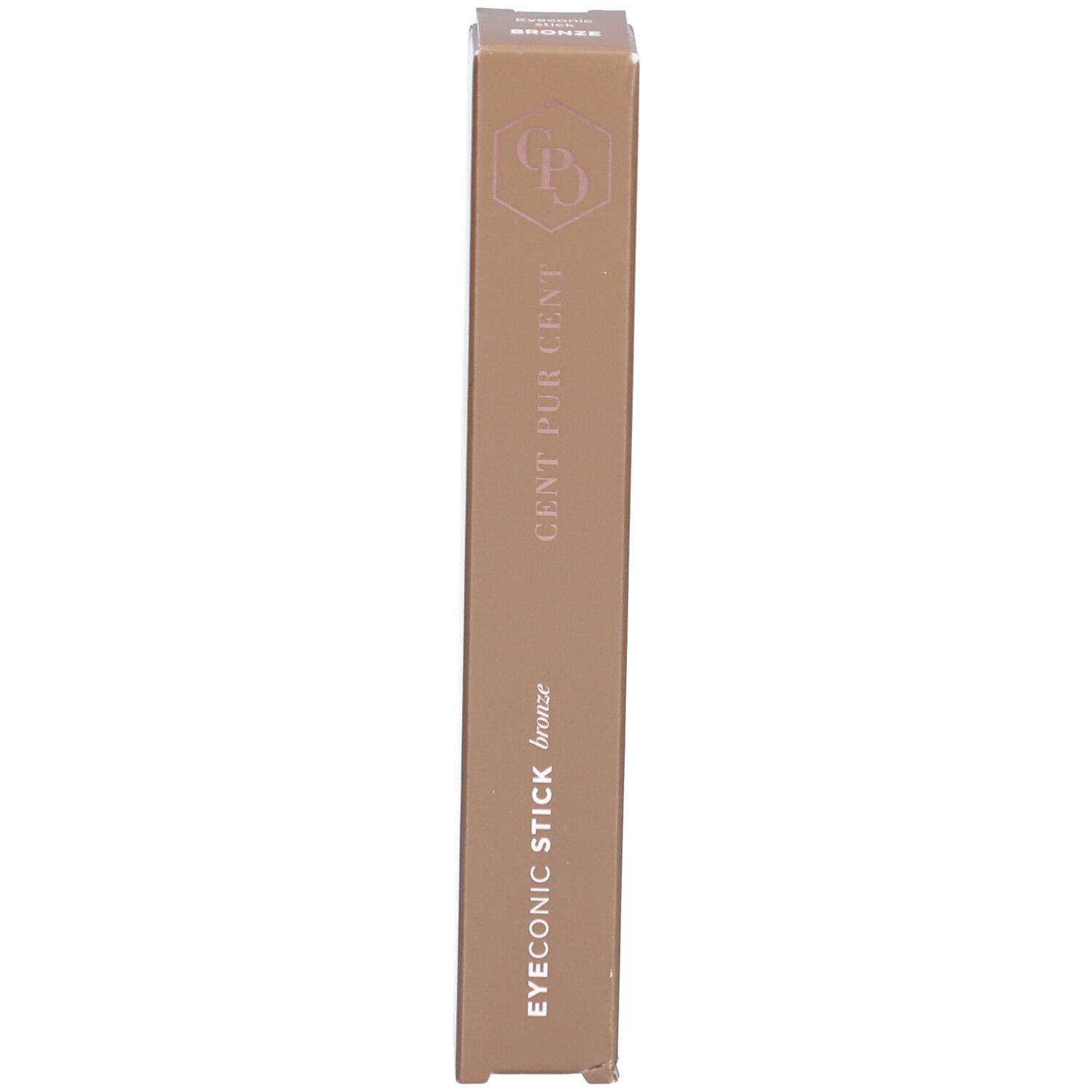 Emballage. Inscription: EYECONIC STICK Bronze, CENT PUR CENT. Logo.