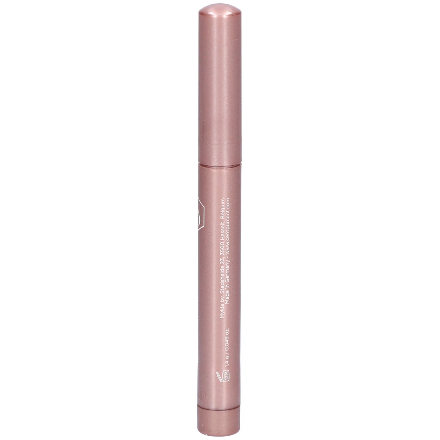 Bâton rose avec texte argenté. Inscription: EYECONIC STICK, Sérum.