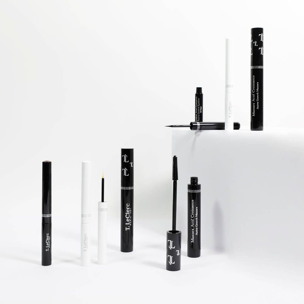 Divers produits cosmétiques. Active Growth Eyeliner. T.LeClerc Paris-1881. Noir et blanc.