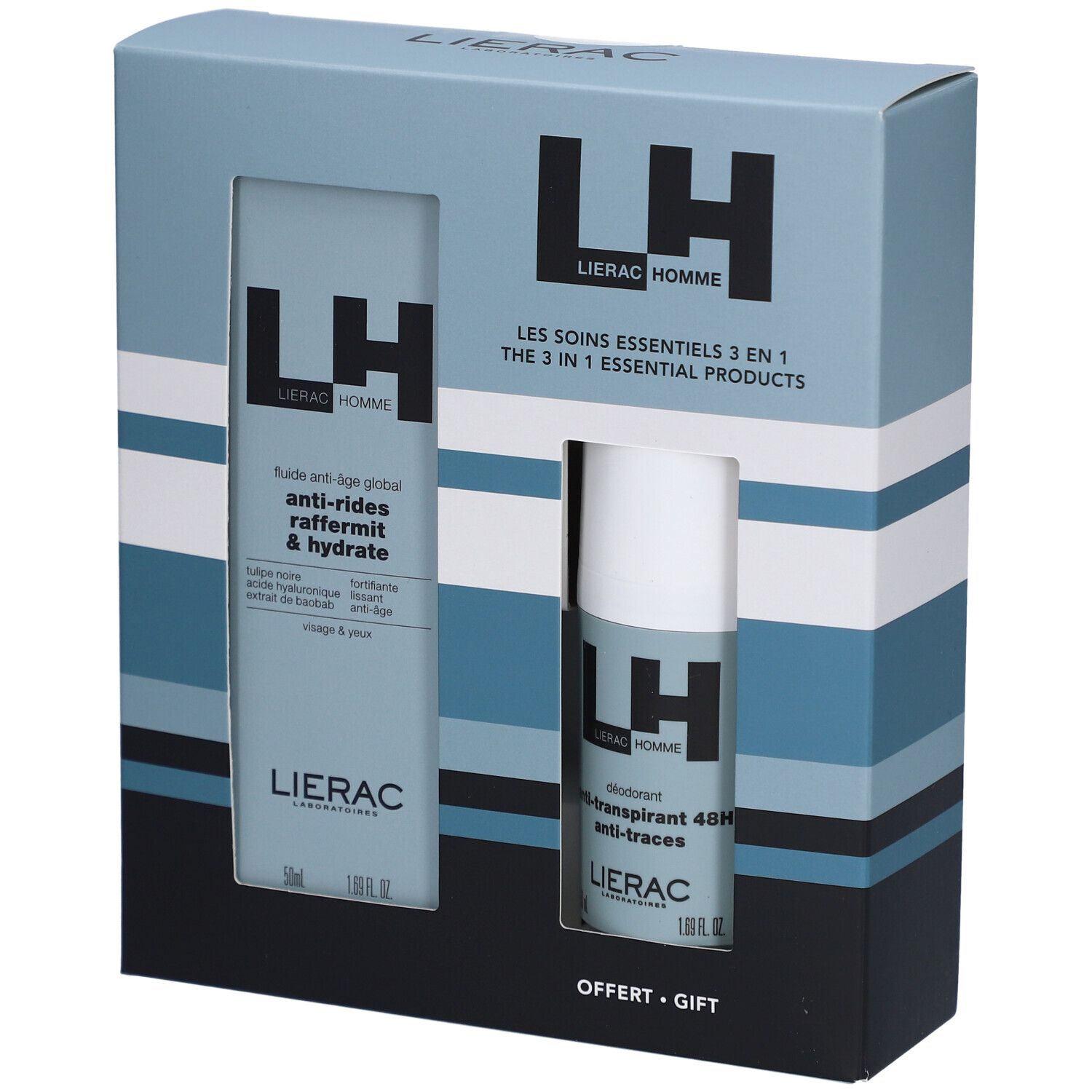 LIERAC Coffret Homme Fluide Anti-Âge Global + Déodorant