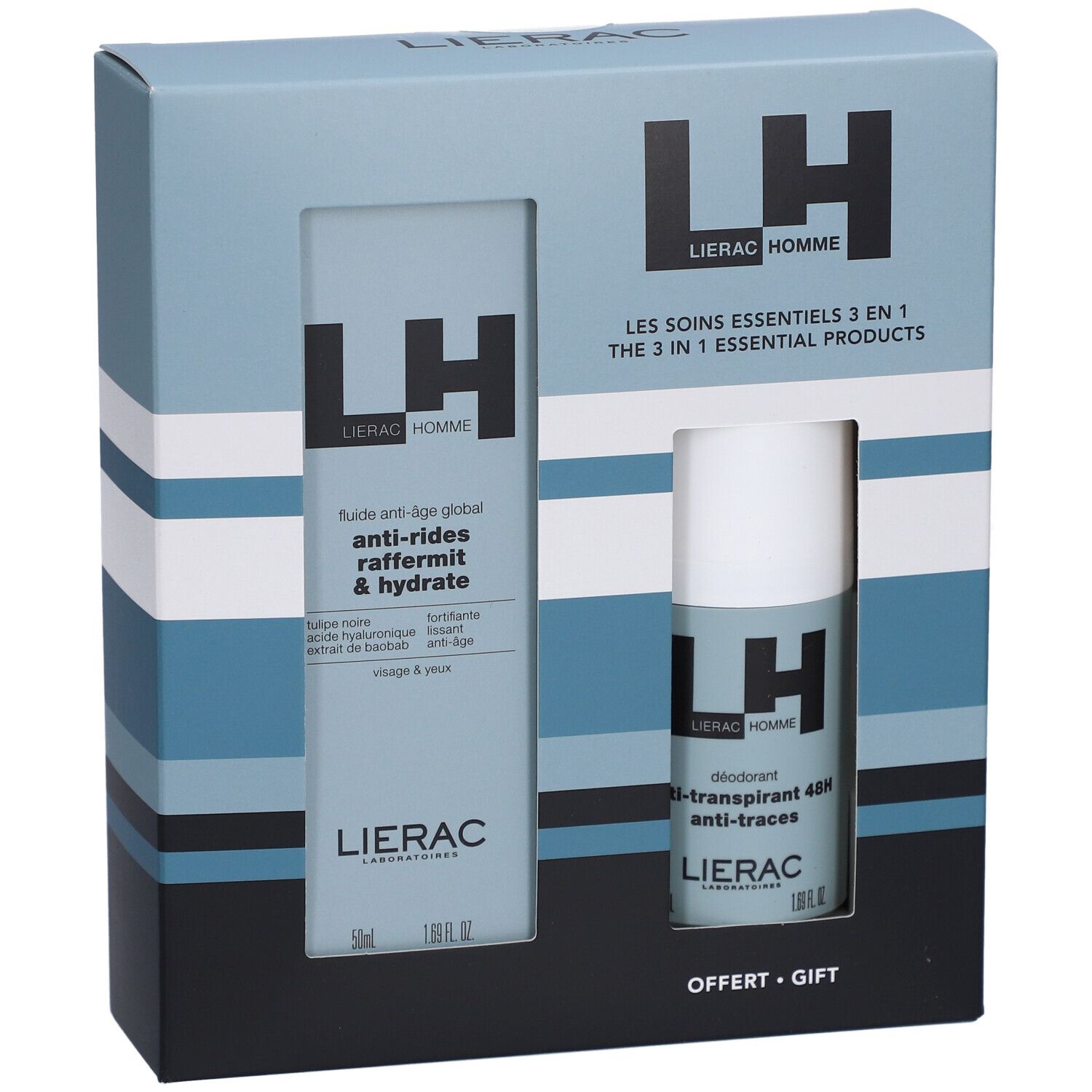 LIERAC Coffret Homme Fluide Anti-Âge Global + Déodorant