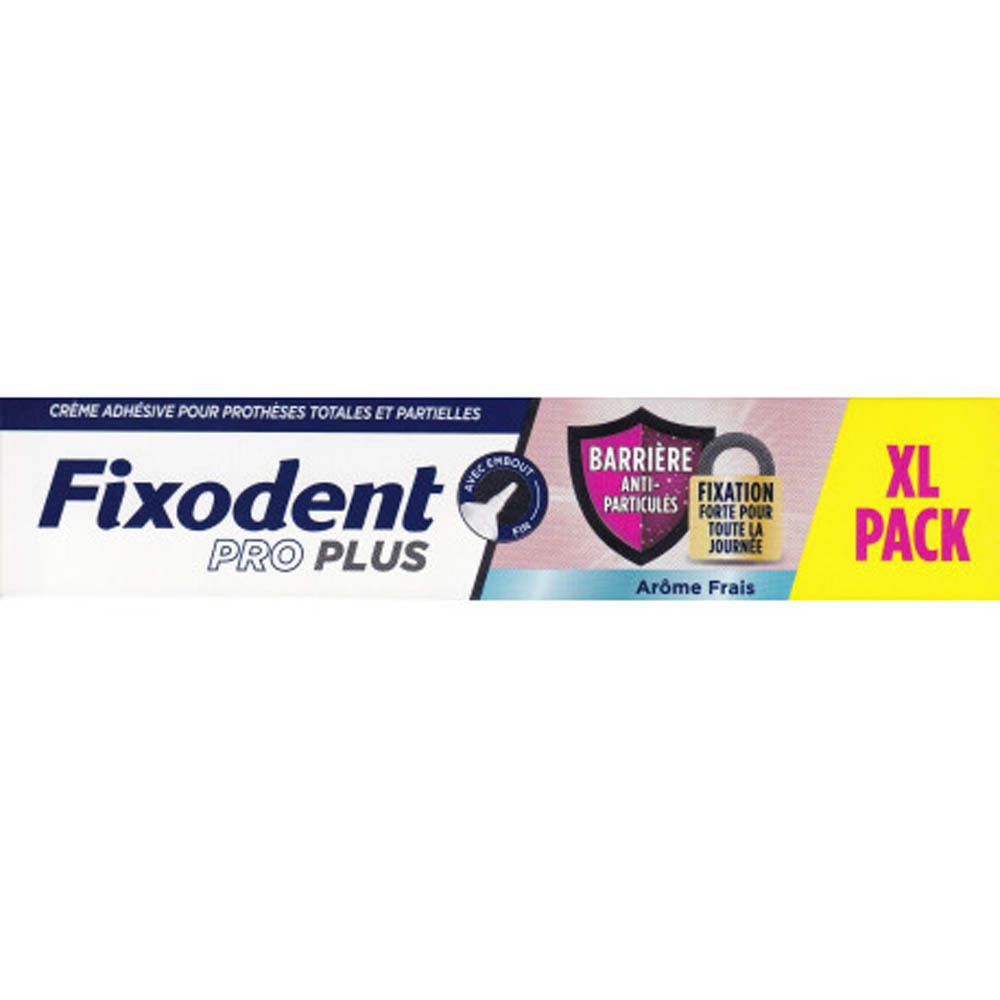 Emballage de Fixodent Pro Plus. Contient Barrière Anti-Particules et Fixation Forte Pour Toute La Journée. Pack XL.