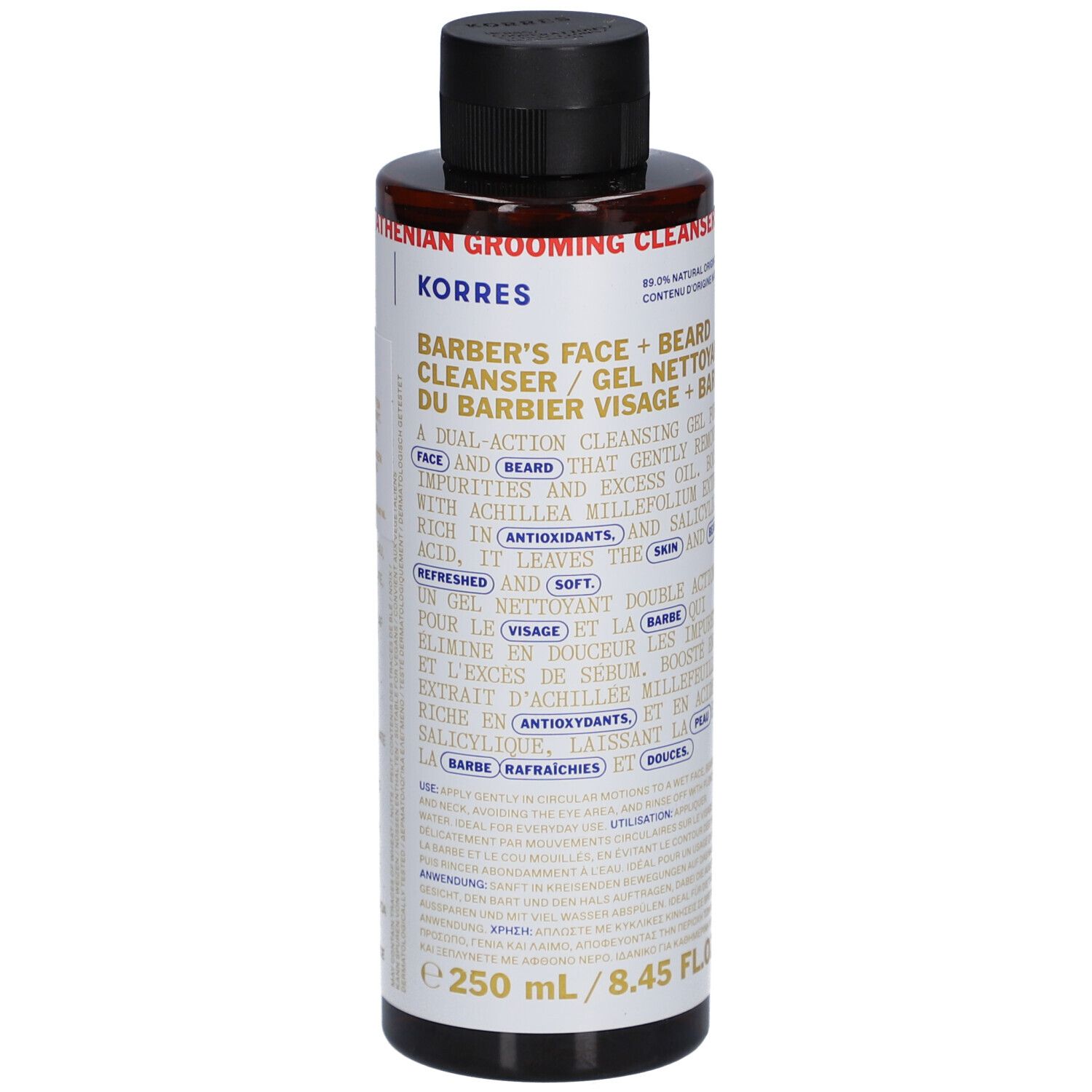 Korres Gel Nettoyant du Barbier Visage + Barbe Achillée millefeuille