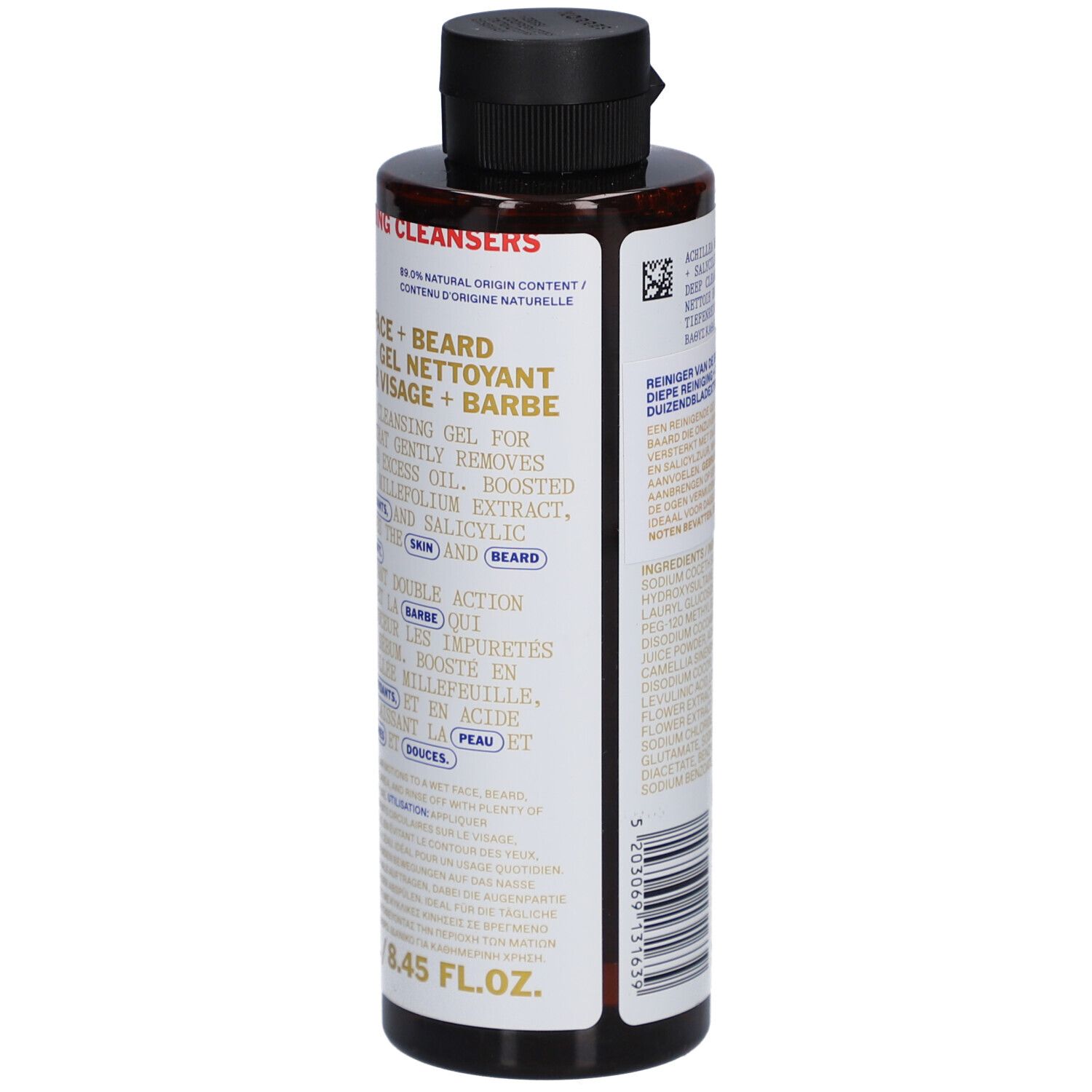 Korres Gel Nettoyant du Barbier Visage + Barbe Achillée millefeuille