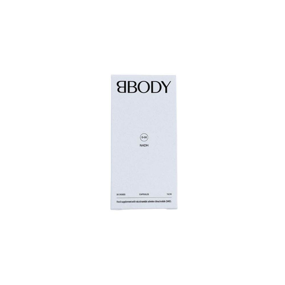 Emballage blanc avec BODY, NADH. Contient des informations sur le produit.