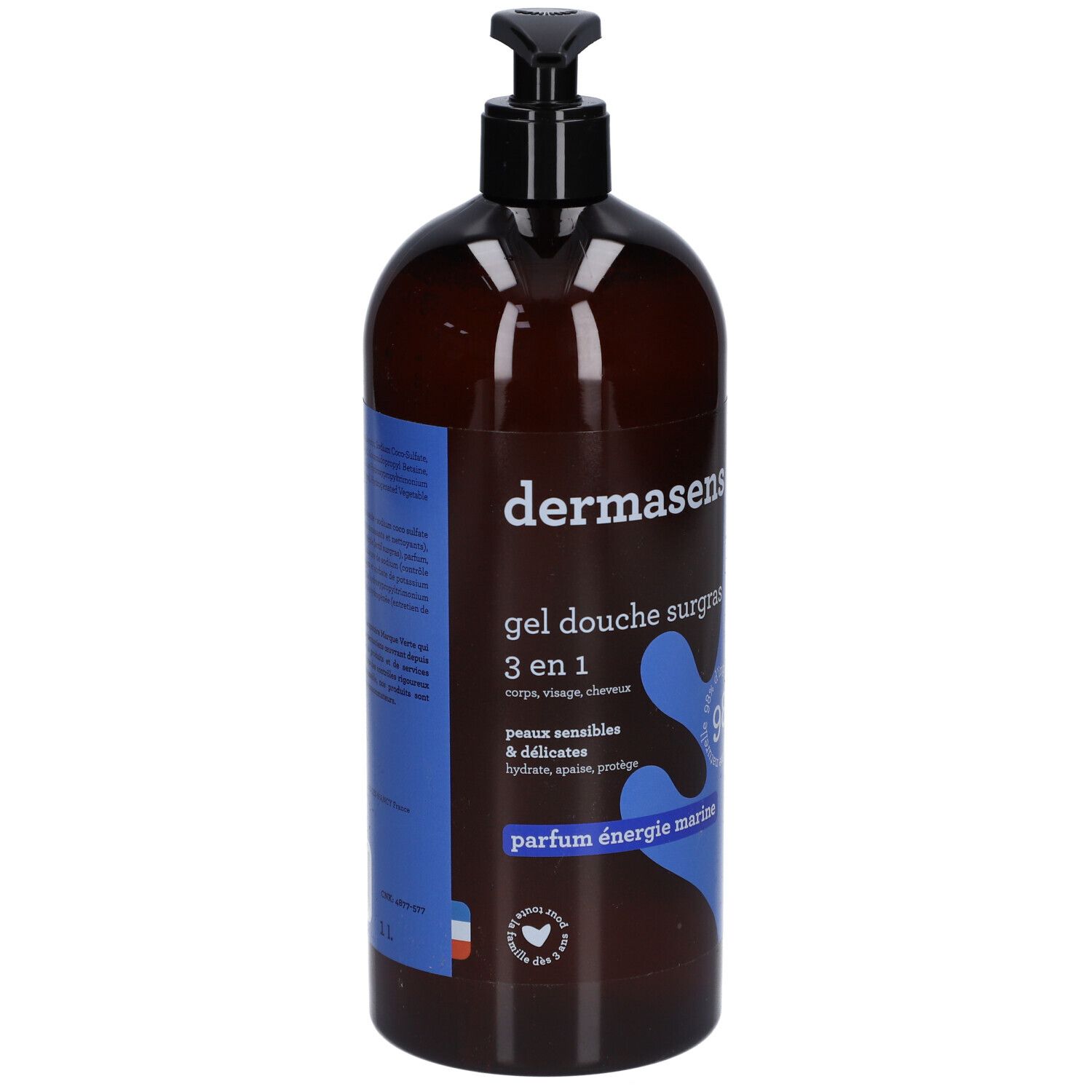 Dermasens Gel Douche Surgras 3 en 1 Parfum Énergie Marine