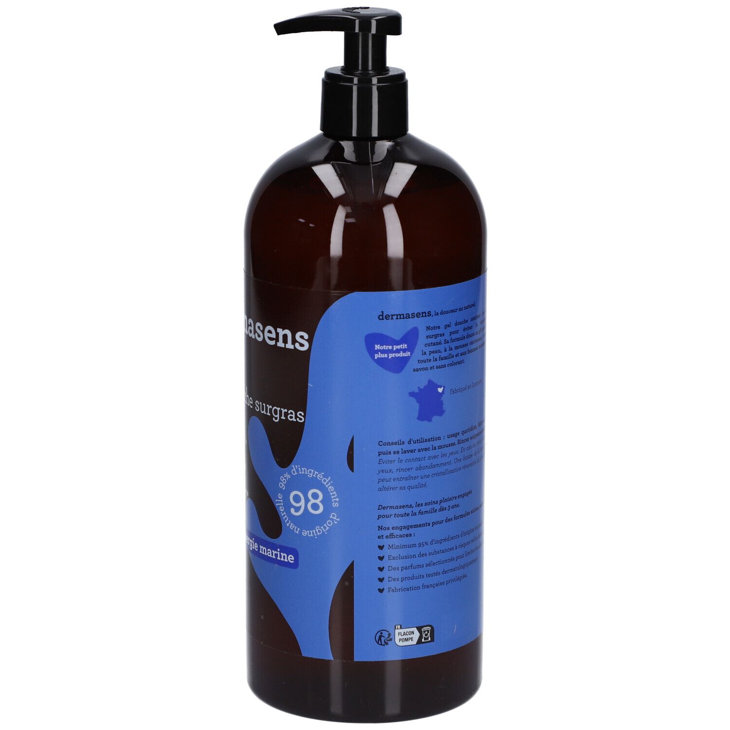 Dermasens Gel Douche Surgras 3 en 1 Parfum Énergie Marine