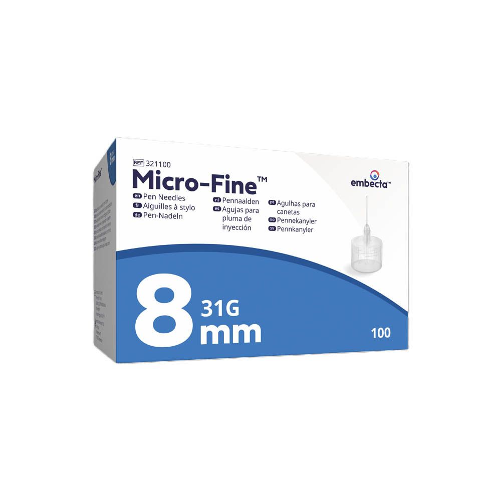 Emballage pour aiguilles de stylo Micro-Fine 8mm 31G, 100 pièces.