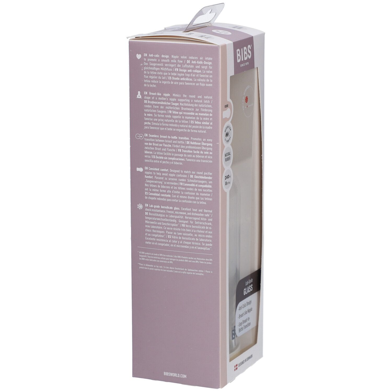 BIBS Biberon en Verre 240 ml Set Complet Ivory 2+ Mois