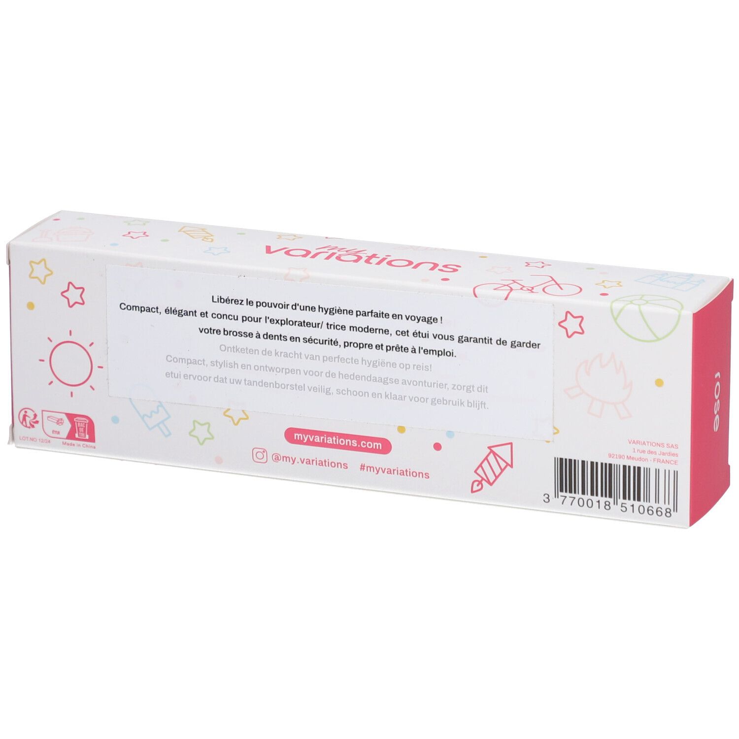 MyVariations Étui de Transport pour Brosse à Dents Enfant Rose