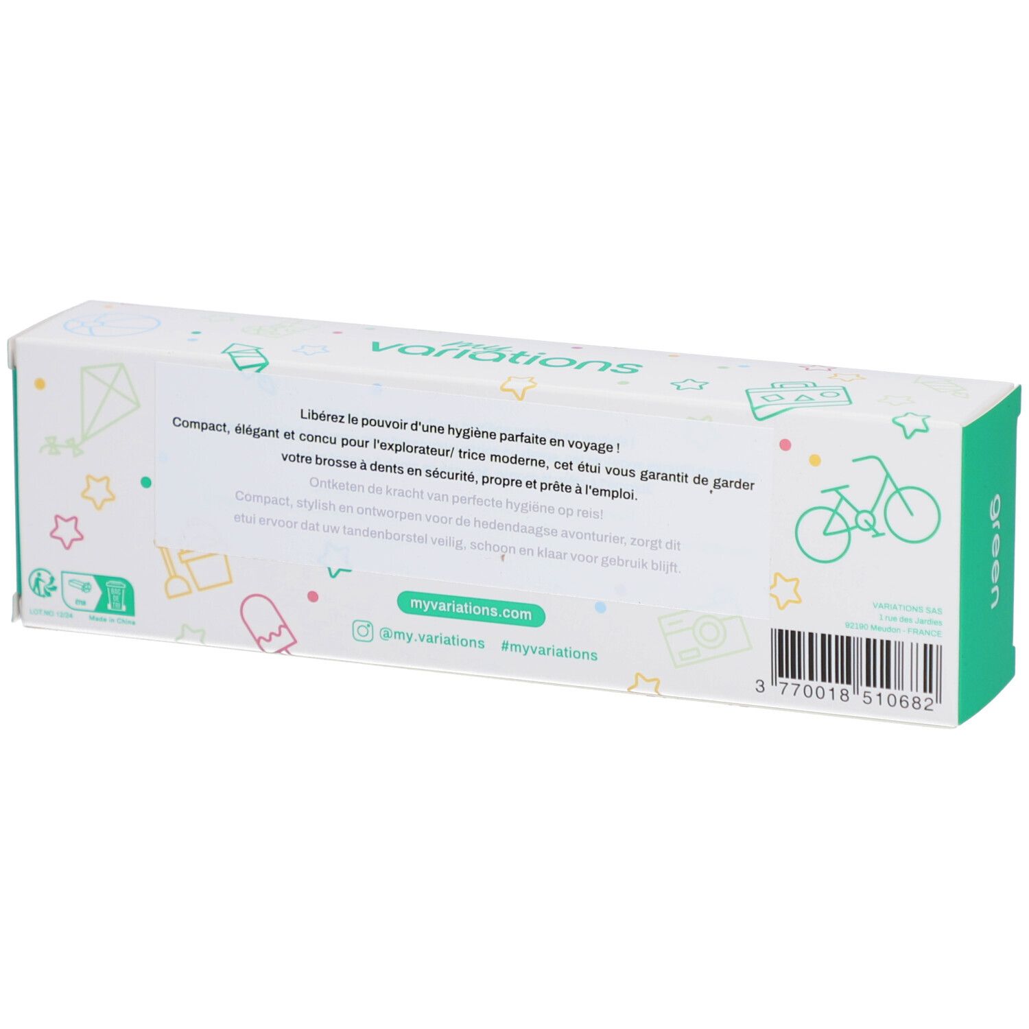 MyVariations Étui de Transport pour Brosse à Dents Enfant Vert