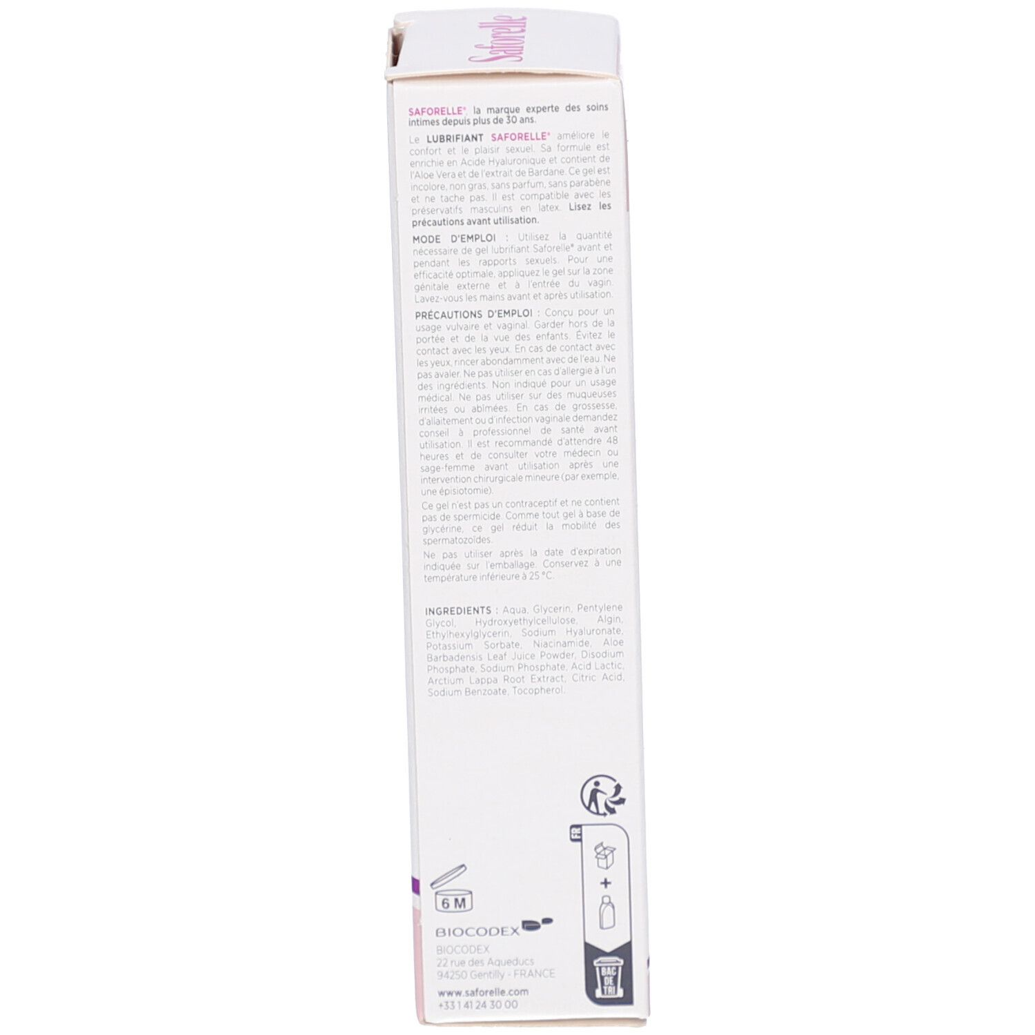 Dos de l'emballage. Texte en français, néerlandais et allemand. Informations sur les ingrédients et l'utilisation.