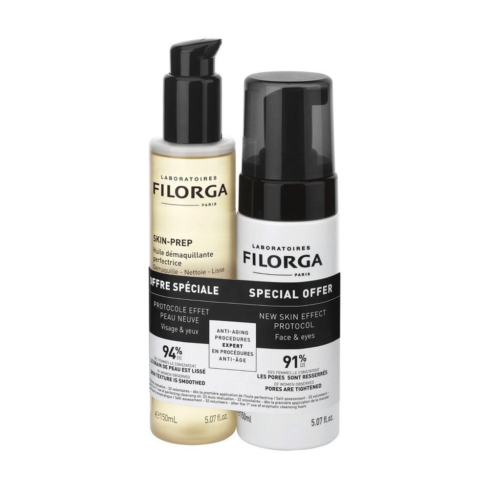 Duo Filorga : Huile démaquillante et mousse nettoyante. Offre spéciale.