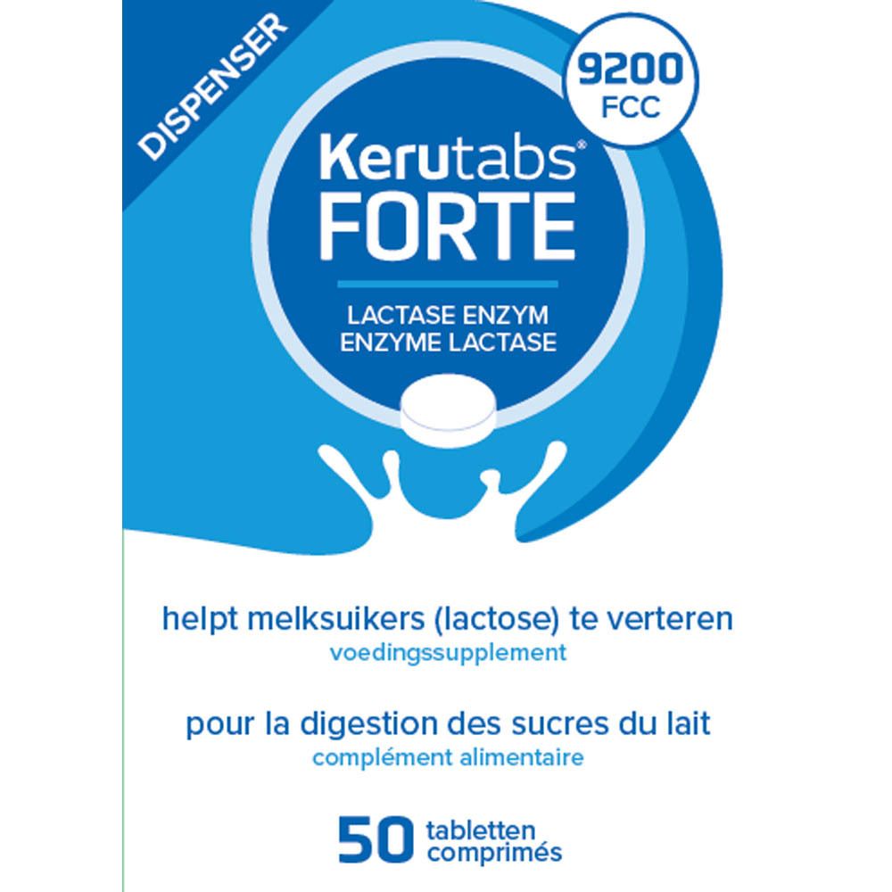 Boîte Kerutabs Forte 50 comprimés, enzyme lactase, pour la digestion du lactose.