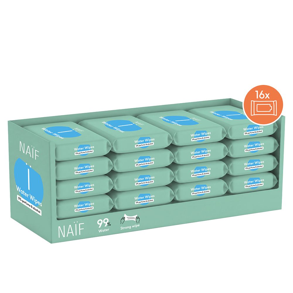 Lingettes Naïf Water Wipes, 54 pièces. Sans plastique, 99% eau, 0% parfum et alcool.