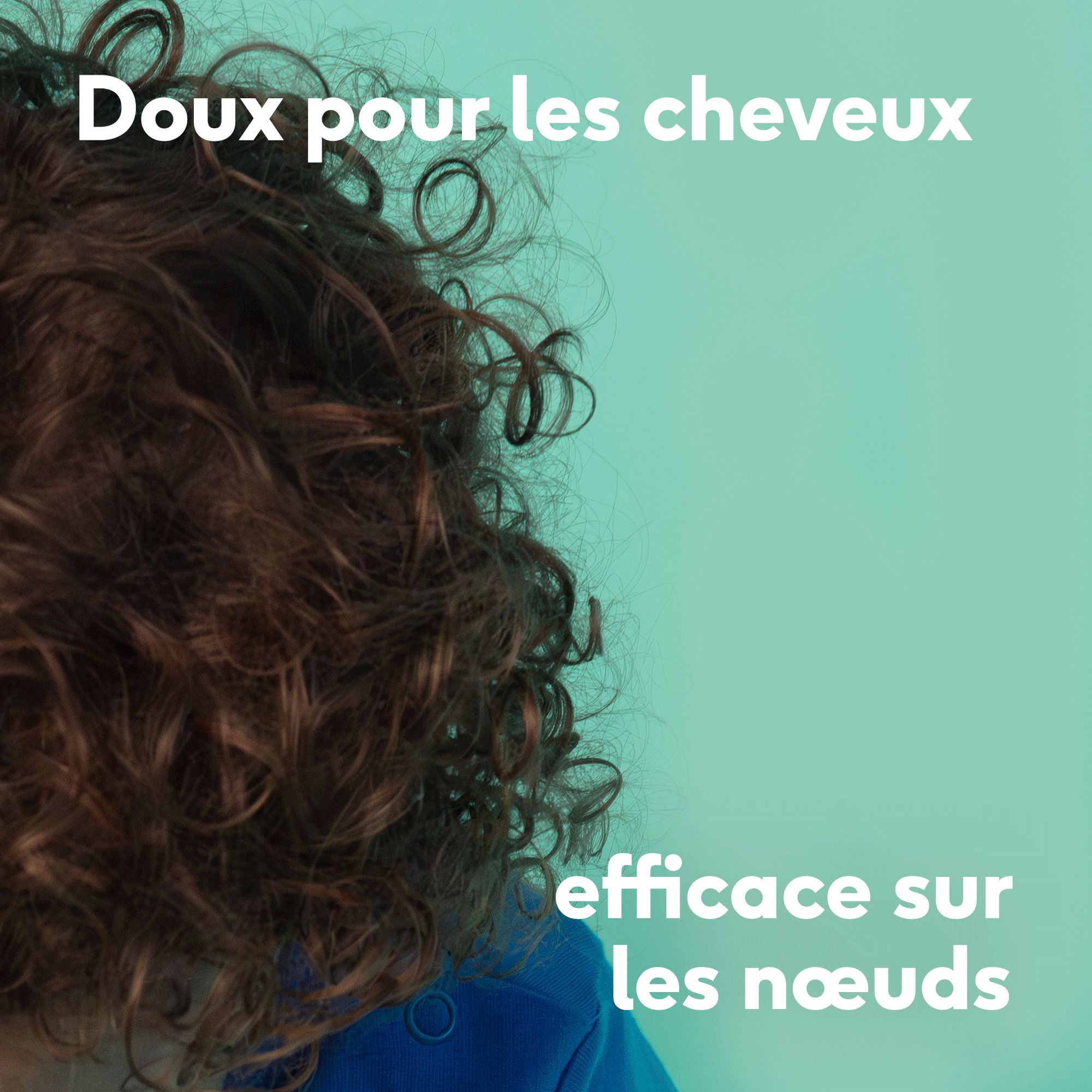 Texte sur fond blanc. Naïf Lotion pour les cheveux. Évaluation 5 étoiles. Citation.