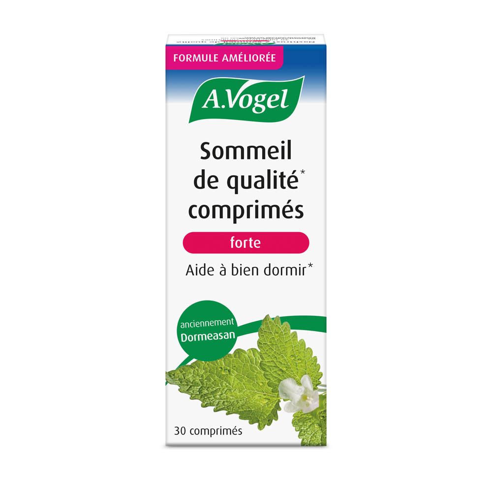 Boîte blanche. A.Vogel Nachtrust forte. 30 comprimés. Formule améliorée.