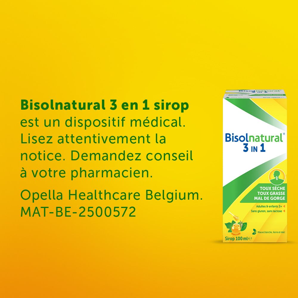 Emballage avec enfant. Informations sur la toux et la gorge. À partir de 2 ans.