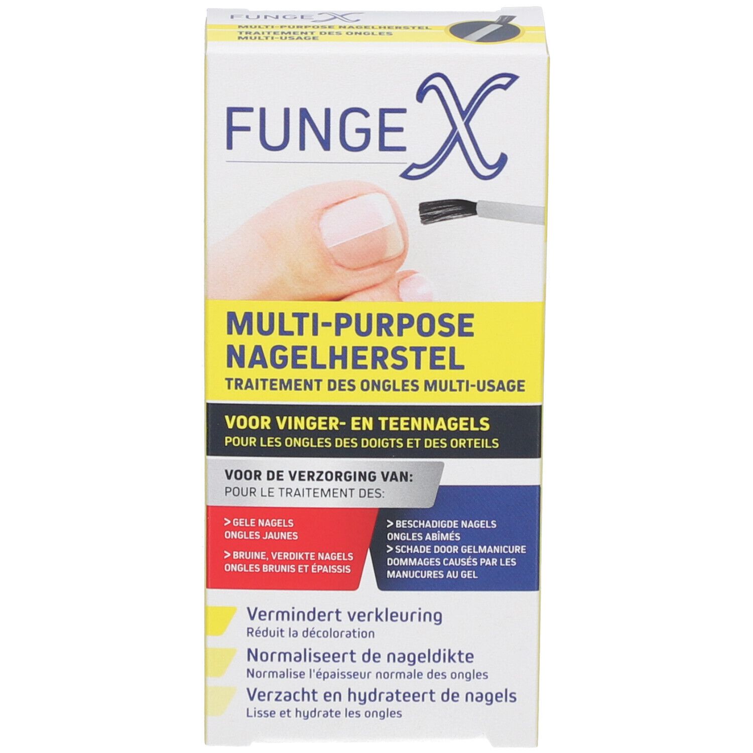 Emballage du produit. Emballage avec nom du produit et exemples d'utilisation.