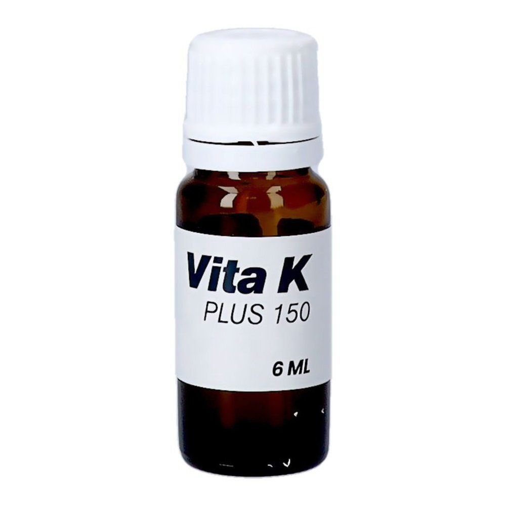 Flacon brun Vita K Plus 150 avec étiquette blanche. 6 ml.